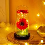elvesmall  Artificial Flower Sunflower Tulip Glass Dome for Mother's Day Valentine's Day Gift Home Decorations LED Night Lamp Bedroom Decor