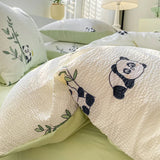elvesmall Korean Style Seersucker  Washed cotton Bedding Set  Girls Twin Queen Size Duvet Cover   Bed Linens Kids Fashion