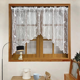 elvesmall 1PC White Birds Branches Short Curtain for Kitchen Jacquard Black Sheer Drape Cabinet Cafe Small Window Special Rod Pocket