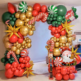 elvesmall Christmas Balloon Garland Arch Kit Red Green Lolipop Cone Star Foil Balloons New Year Christmas Party Decoration Supplies Gifts