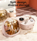 elvesmall  Multifunctional Dustproof Cosmetics Storage Box Space Capsule Cosmetic Case Transparent Skincare Shelves Dust Belt Handle