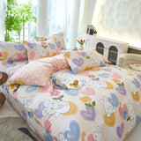 elvesmall Pink Spring Flowers Duvet Cover 100% Cotton Bedding Set Floral Quilt Cover with Zipper Closure 3pcs Wildflower Comforter Cover