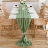 elvesmall Chiffon Table Runner Wedding Arch Chair Decoration Solid Color Gauze European-American Style Banquet Party Marriage Dining