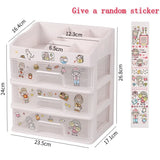 elvesmall Kawaii Large Capacity Transparent Drawer Type Desktop Organizer Desk Storage Box Pen Holder School Cute Office Stationery