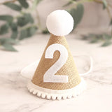 elvesmall 1Pcs Burlap 1st Birthday Hat for Little Baby Newborn Baby Boy Girl 1 2 3 Year Headband Baby Shower Birthday Party Decorations