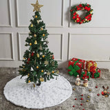 elvesmall 78/90/122 CM Christmas Tree Skirt White Faux Fur Xmas Sequin Carpet Mat Home Party Decorations