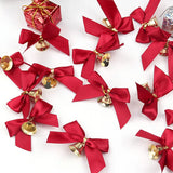 elvesmall 10pcs Delicate Bowknot Bells Christmas Gift Bows With Small Bells DIY Bows Craft Christmas Tree Decoration Christmas Bow Tie