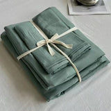 elvesmall Ins Wind New Plain Color Bed Products Four-piece Wash Cotton Naked Sleeping Solid Color Quilt Set Sheets Three-piece Bedding