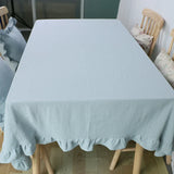 elvesmall  Cotton Fabric Flounce Stitching Table Cloth Washable Tablecloth for Wedding Party Dining Banquet Decoration Luxuriou Table Cover