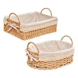 elvesmall Woven Storage Baskets Kitchen Organizer Handwoven with Handles Cosmetic Box for Breakfast Fruit Bedroom Bathroom Home Decorative