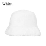 elvesmall Women Winter Outdoor Vacation Lady Panama Thickened Soft Warm Fishing Cap Faux Fur Rabbit Bucket Hat