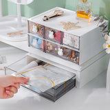 elvesmall Desktop Kawaii Cosmetic Stationery Storage Box Ins Free Combination Stackable Plastic Drawer Home Office Desk Storage Organizer