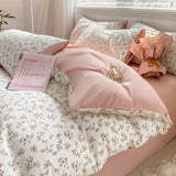 elvesmall Light Luxury a Maternal and Infant Class Washed Cotton and Linen Four-piece Quilt Set Single Student Dormitory Bed Sheet 3-piece