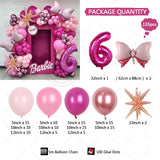 elvesmall 133Pcs Pink Bow Set Garland Arch Style 32 Inch 1-9 Foil Ball Latex Balloon Birthday Party Decoration for Children and Girls