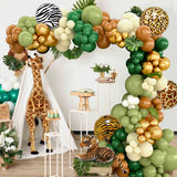 elvesmall  Jungle Animal Balloon Garland Arch Kit 1st Birthday Party Decoration Kids Boy Baby Shower Safari Decor Latex Balloons