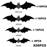 elvesmall Halloween Decoration 3D Black PVC Bat Halloween Party DIY Decor Wall Sticker Bar Room Halloween Party Scary Decos Props