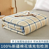 elvesmall Japanese-style Plaid Spring Summer Quilt 100% Cotton Filling Skin Friendly Quilted Queen Quilts Breathable Double Blanket Summer