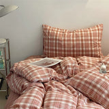 elvesmall Fashion Plaid Bedding Set 100% Cotton Duvet Cover Set Home Textiles Nordic Bed Sheet Queen King Quilt Cover Pillowcase Bed Linen