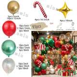 elvesmall Christmas Balloon Arch Set Candy Cane Aluminum Film Red Green White Father Christmas New Year Balloons Party Decoration Gifts