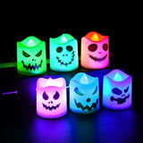 elvesmall 6pcs Halloween Led Ghost Pumpkin Candle Light Glowing Lamp Halloween Party Home Bar Decoration Haunted House Horror Props