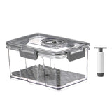 elvesmall  Vacuum Food Storage Container Transparent Fridge Organizer with Drain Net Large Capacity Food Dispenser for Kitchen Storage Box