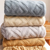elvesmall Textile City-Diamond-Shaped Cashmere Blanket, Sofa Blanket, Thickened, Knitting Tassels, Office Nap, Jacquard DIY Towel, Winter