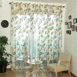 elvesmall 1pc Peony Tulle Curtains For Kitchen Door Window Living Room Bedroom Jacquard Sheer Voile Yarn Curtains