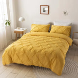 elvesmall Crafts 3D Pinch Pleated Duvet Cover Set Queen Size Solid Single Double Bedding Set King Soft Durable Quilt Cover and Pillow Case