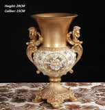 elvesmall Luxury European Resin Vase Stereoscopic Dried Fowers Arrangement Wobble Plate Living Room Entrance Ornaments Home Decorations