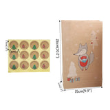 elvesmall 12/24pcs Christmas Kraft Paper Gift Bags Party Favor Packing Pack Fox Elk Print Cookies Pouch with Xmas Sticker Navidad New Year
