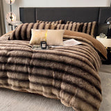 elvesmall Faux fur Bed linen warm winter bed cover full set Microfiber Duvet cover bed sheets set double bed Bedding set Quilt cover set
