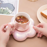 elvesmall  -  Ceramic coffee cups and exquisite mugs and saucers set girls' high-value cherry blossom cups are luxurious and luxurious.
