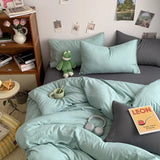 elvesmall 3pcs Duvet Cover Microfiber Solid Color Bedding Set Yellow Comforter Cover with 2 Pillowcase Modern Home Bedroom Quilt Cover
