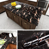 elvesmall Black Marble Kitchen Home Peel and Stick Wallpaper For CounterTable Desk Bathroom PVC Waterproof Self Adhesive Contact Paper