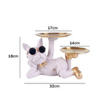 elvesmall  Bulldog Cool Sculpture Dog Ornament Butler Storage Box with Tray Nordic Table Decoration Resin Animal Sculpture Coin Piggy Bank