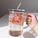 elvesmall 1pc 1L High Borosilicate Glass Cup with Lid and Straw Large Capacity Water Cup Iced Coffee Mugs Drinking Glasses Drinkware Gifts