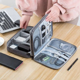 elvesmall 3 Tier Portable Wire USB Line Holder Bag Travel Power Bank Earphone Line Organizer Box Mouse Charging Line Storage Ziplock Bag