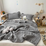elvesmall  Korean Ruffles Quilted Summer Comforter Set or Single Quilt High Quality Princess Pleated Quilts Soft Skin-friendly Thin Blanket