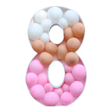 elvesmall 73/91.5CM Giant Big Number Balloon DIY Filling Box Stand  Baby Birthday Organic Mosaic Number Decor Balloon Frame Anniversary