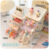elvesmall Stationery Storage Box Desktop Student Ins Drawer Pen Cabinet Office Tape Hair Accessories Kawaii Sundries Organizer