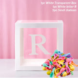 elvesmall Transparent Balloon Letter Box Baby Shower Decoration Birthday Wedding Custom Name Balloon Box 1st Birthday Party Decorations
