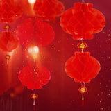 elvesmall  2Pcs Chinese Lanterns New Year Red Paper Lantern Honeycomb Hanging Lantern Hanging Decoration Wedding Party New Year Decorations