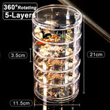 elvesmall Transparent Rotating Dustproof Jewelry Box Multilayer Bracelet Earring Hairpin Jewelry Display Rack Storage Box Organizer Case