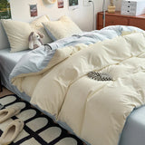 elvesmall New Duvet Cover Super Soft Pure Color Wash Quilt Cover 4-piece Bedding Set 3-piece Dormitory 180x220 200x230 Skin-friendly