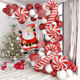 elvesmall 2025 Christmas Theme Decoration Balloon Chain Santa Claus Candy Cane Lollipop Aluminum Film Balloon Latex Balloon Chain