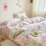 elvesmall Pastoral Style Floral Bedding Set For Girls Double Size Flat Sheet Duvet Cover and Pillowcase Soft Bed Linen Home Textiles