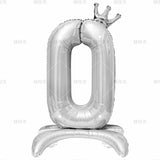 elvesmall  32 Inch Crystal Gradient Number Stand Foil Balloons with Crown Figures Globos 0-9 Birthday Party Decorations Wedding Baby Shower
