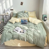 elvesmall 4pcs Duvet Cover Full King Forest Green Polyester Soft Quilt Cover Home Bedding Set Comforter Cover with Flat Sheet Pillowcase