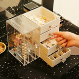 elvesmall Drawer Type Plastic Jewelry Storage Box Transparent Finishing Makeup Organizer Earrings Display Stand Rack Bracelet