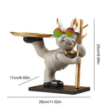 elvesmall  Bulldog Cool Sculpture Dog Ornament Butler Storage Box with Tray Nordic Table Decoration Resin Animal Sculpture Coin Piggy Bank